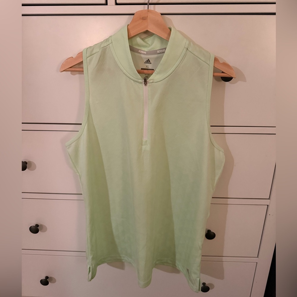Adidas Sleeveless Quarter-Zip Golf Polo – Mint Green – XL
